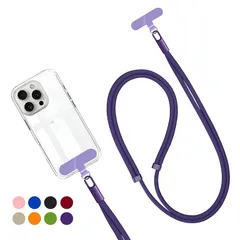 スマホストラップ ストラップホルダー 長さ 調整可能 40cm～80cm 8色 斜めがけ 首掛け 肩掛け 全機種対応 携帯ストラップ 落下防止 充電影響なし ネックストラップ ショルダーストラップ パープル 0