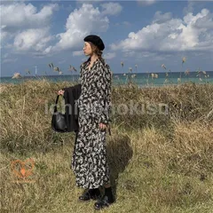 ワンピース レディース 花柄ワンピース 40代 春秋冬 長袖ワンピース レディース 大サイズ マキシ ロングワンピース きれいめ 着痩せ 韓国風