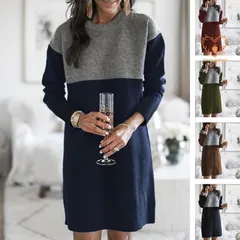 ワンピース レディース 長袖 チュニック 秋 冬 チュニックワンピース 膝丈ワンピース きれいめ 体型カバー ゆったり ひざ丈 お洒落 上品 通