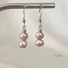 天然色ラベンダーピンク　バロック淡水パール　ピアス　・・✽・・　〈サージカルステンレス　フック〉