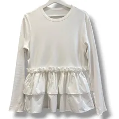 ADAM ET ROPE アダムエロペ ギャザーコンビチュニック サイズ FREE ホワイト NO GAM-53660-B コットン 綿100 トップス ラウンドネック フリル レディース 秋 ゴーゴー古着マルイ草加店2354