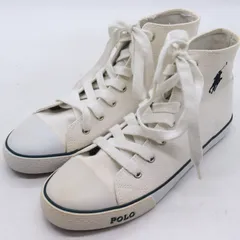 ポロラルフローレン スニーカー ブランド ポニーロゴ ハイカット シューズ 靴 白 レディース 24.5サイズ ホワイト POLO RALPH LAUREN 【中古】