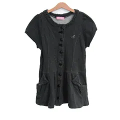 メゾピアノ ワンピース トップス チュニック 半袖 スウェット キッズ 女の子用 S(140)サイズ ダークグレー Mezzo Piano 【中古】