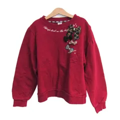 メゾピアノ スウェット トレーナー トップス リボン 裏起毛 キッズ 女の子用 M(150)サイズ エンジ Mezzo Piano 【中古】