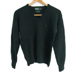 ポロバイラルフローレン セーター トップス 長袖 Vネック ニット ラムウール キッズ 男の子用 160サイズ ダークグリーン Polo by Ralph Lauren 【中古】