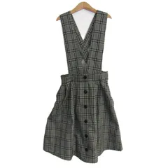 ポンポネット サロペット ジャンパースカート チェック柄 キッズ 女の子用 M(150)サイズ グレー pom ponette 【中古】