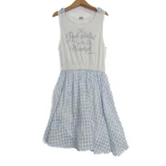 メゾピアノ ワンピース トップス ノースリーブ チェック柄 キッズ 女の子用 M(150)サイズ 青×白 Mezzo Piano 【中古】