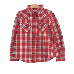 エドウィン 長袖シャツ トップス チェック柄 キッズ 男の子用 120サイズ 赤×白 EDWIN 【中古】のサムネイル