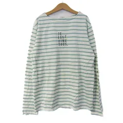 ポンポネット 長袖Ｔシャツ トップス ボーダー柄 コットン キッズ 女の子用 LL(165)サイズ 白×緑 pom ponette 【中古】