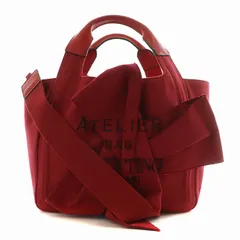 ヴァレンティノ ガラヴァーニ VALENTINO GARAVANI アトリエ ATELIER 02 ボウ エディション トートバッグ ハンド キャンバス リボン ロゴ オープントップ 赤 レッド /XZ ■GY18のサムネイル