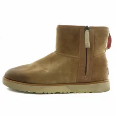 アグ UGG クラシック ミニ ジップ ウォータープルーフ Classic Mini Zip Waterproof ムートンブーツ スエード ボア 防水 ショート サイドジップ ロゴ US10 28cm 茶色 ブラウン 1018453 /XZ ■GY17