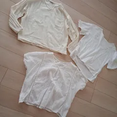 サマンサモスモス・アース他 ホワイト系ブラウス3点セット まとめ売り 綿麻レース