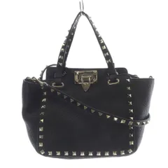 ヴァレンティノ ガラヴァーニ VALENTINO GARAVANI レザー ロックスタッズ 2WAYバッグ ショルダーバッグ ハンドバッグ 黒のサムネイル