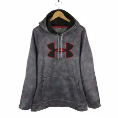 アンダーアーマー UNDER ARMOUR パーカー プルオーバー フーディ UAストーム STORM 1 ビッグロゴ 裏起毛 XL チャコールグレー 赤 黒 国内正規品