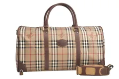 Burberrys バーバリーズ ノバチェック柄 ピーブイシー レザー 2Way ショルダーボストンバッグ ベージュ 4108N