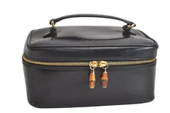 GUCCI グッチ ヴィンテージ バンブー バニティ バッグ 財布 エナメル 0321956 ブラック ジャンク 4118N