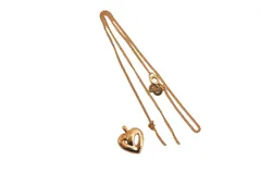 Christian Dior ディオール ゴールド トーン チェーン ペンダント ネックレス CD ジャンク 4125N