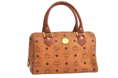 MCM エムシーエム ヴィセトス レザー ヴィンテージ 2Way ショルダー ボストンハンドバッグ ブラウン 4197N