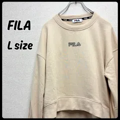 FILA フィラ スウェット トレーナー トップス ロゴ クロップド丈 レディース 古着 Lサイズ ベージュ