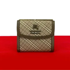 極 美品 BURBERRY バーバリー ブルーレーベル ノバチェック シャドーホース ロゴ がま口 キャンバス レザー 三つ折り財布 グレージュ 39335