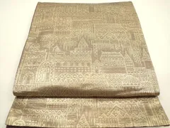 平和屋着物◎六通柄袋帯　西洋風景　金糸　正絹　逸品　DAAY6155ea