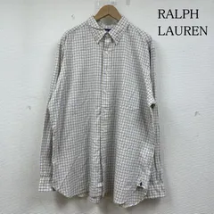 ラルフローレン 長袖 ボタンダウン シャツ ブラウス Shirt ロングスリーブ チェック柄 裾ポニーロゴ ワンポイント 刺繍 サイズ17/43 メンズ - ISItems【USED】【古着】【中古】50144625