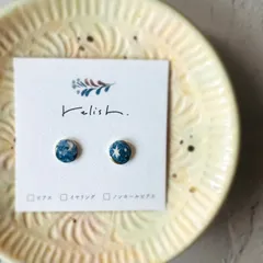 【再販】 煌めく星空 絵付 陶器 金継ぎ ピアス イヤリング ノンホールピアス 星 スター ネイビー 夜空 紺 ゴールド 金 ギフト プレゼント 贈り物 誕生日 母の日 バレンタイン クリスマス