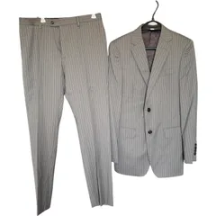 RE329 【サンプル品】 COMME CA MEN  メンズ46F コムサメン ビジネススーツ グレー ストライプ テーラードジャケット