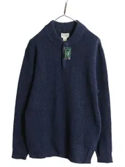 【お得なクーポン配布中!】 デットストック エルエルビーン ヘンリーネック ニット セーター メンズ M / ラム ウール モックネック 長袖ニット プルオーバー 無地 紺