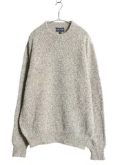 【お得なクーポン配布中!】 90s USA製 ランズエンド ニット セーター メンズ L 古着 オールド ウール 長袖ニット ミドルゲージ クルーネック 無地 シンプル トップス