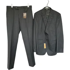 RE329 【未使用サンプル品】 COMME CA MEN  メンズ46 M コムサメン ビジネススーツ 濃紺 ブラックネイビー  ストライプ テーラードジャケット