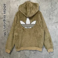 アディダスオリジナルス　ボアフリース　ジップアップパーカー　両面トレフォイルロゴ　Mサイズ　ベージュ系　adidas originals