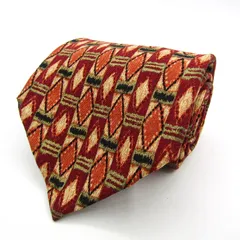 エルメネジルドゼニア ブランドネクタイ 総柄 小紋柄 ダイヤ柄 シルク PO メンズ ワインレッド Ermenegildo Zegna 【中古】