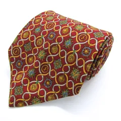 サルヴァトーレフェラガモ ブランドネクタイ 総柄 ドット シルク イタリア製 PO メンズ ワインレッド Salvatore Ferragamo 【中古】