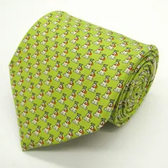 サルヴァトーレフェラガモ ブランドネクタイ 総柄 動物柄 犬  シルク イタリア製 PO メンズ グリーン Salvatore Ferragamo 【中古】