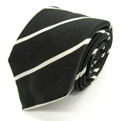 ヒルトン ブランドネクタイ ストライプ柄 シルク イタリア製 PO メンズ ブラック HILTON 【中古】