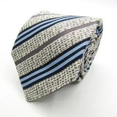 ヒルトン ブランドネクタイ ストライプ柄 チェック柄 格子柄 シルク コットン イタリア製 PO メンズ グレー HILTON 【中古】