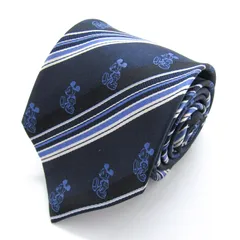 ディズニー ブランド ネクタイ ミッキーマウス ストライプ柄 シルク PO メンズ ネイビー Disney 【中古】