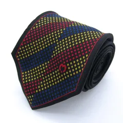 ミラショーン ブランド ネクタイ ドット ストライプ柄 ロゴ シルク イタリア製 PO メンズ ブラック mila schon 【中古】