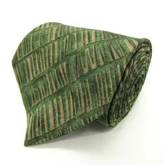 ヒューゴボス ブランド ネクタイ ストライプ柄 総柄 シルク イタリア製 PO メンズ グリーン HUGO BOSS 【中古】