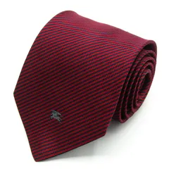 バーバリーズ ブランド ネクタイ ホースマーク ストライプ柄 シルク ハンドメイド PO メンズ レッド Burberrys 【中古】