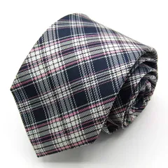 ディズニー ブランド ネクタイ チェック柄 ミッキーマウス柄 シルク PO メンズ ネイビー Disney 【中古】