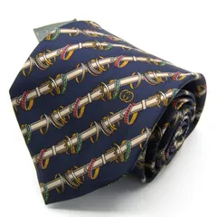 グッチ ブランド ネクタイ リング ストライプ クレスト紋章 伊製 未使用タグ付 PO メンズ ネイビー GUCCI