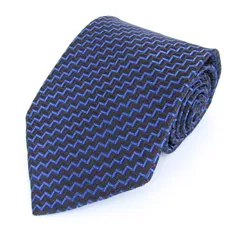 ダーバン ブランド ネクタイ ストライプ柄 幾何学模様 シルク イタリア製 PO メンズ ブルー Durban 【中古】