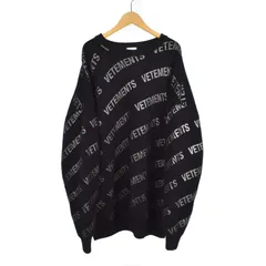 ヴェトモン VETEMENT GLITTER MONOGRAM KNITTED JUMPER グリッター モノグラム ニット セーター 総柄 L 黒 ブラック UA52KN650B ☆AA★のサムネイル