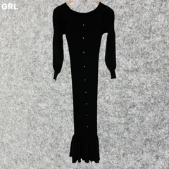GRL リブ編み ブラック ロングワンピース Mサイズ