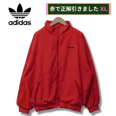 アディダス adidas ジップアップ ブルゾン ジャケット レッド XL 90s トリコタグ スリーカラーフラッグタグ ロゴ刺繍 ヴィンテージ Vintage ストリート スポーツミックス Y2K 古着 B461