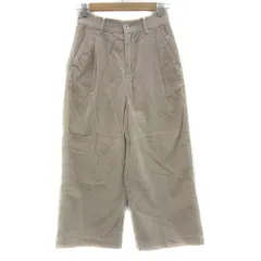 アーバンリサーチ ドアーズ URBAN RESEARCH DOORS コーデュロイパンツ タックワイドパンツ アンクル丈 無地 38 M ライトベージュ /YS5