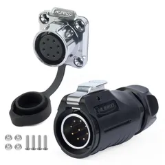 新品　CNLINKO LP20 9ピン防水コネクタ - M20 5A 250V円形コネクタ、IP68ファストロッキングオスおよびメス屋外電源コネクタ、産業用電気コネクタ（4ホール 9ピン）