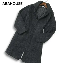 ABAHOUSE アバハウス 秋冬★ ツイード調 比翼 ステンカラー コート Sz.46 メンズ 灰 グレー